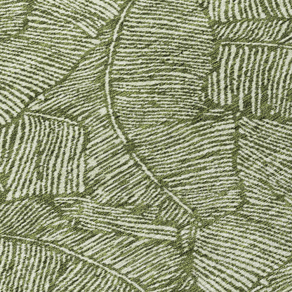 Tabselect Home Line 8' Olive Green And Light Green Round Floral Washable Indoor Outdoor Area Rug