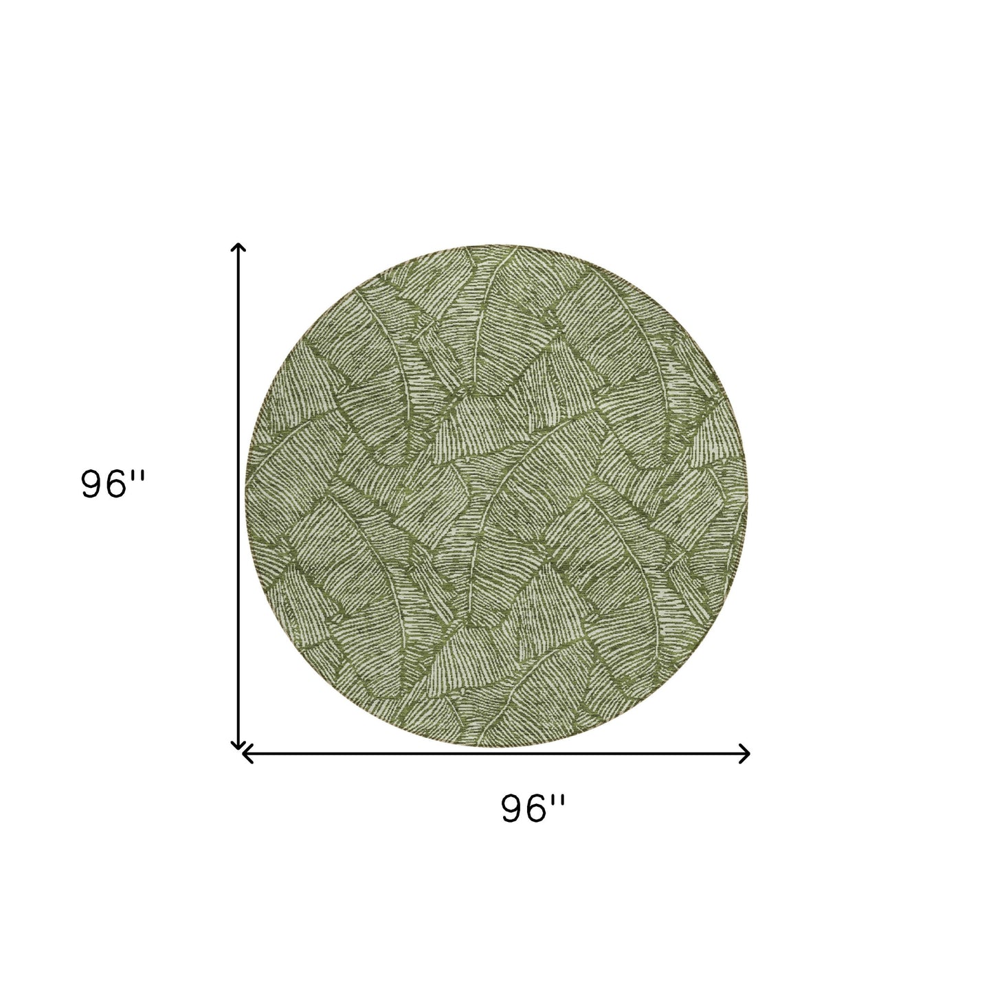 Tabselect Home Line 8' Olive Green And Light Green Round Floral Washable Indoor Outdoor Area Rug