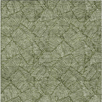Tabselect Home Line 8' X 10' Olive Green And Light Green Floral Washable Indoor Outdoor Area Rug