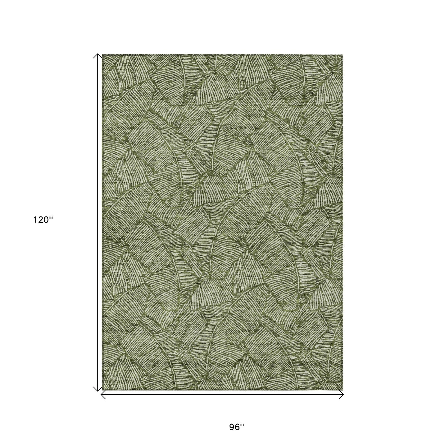 Tabselect Home Line 8' X 10' Olive Green And Light Green Floral Washable Indoor Outdoor Area Rug