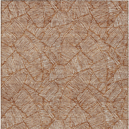 Tabselect Home Line 5' X 8' Copper And Beige Floral Washable Indoor Outdoor Area Rug