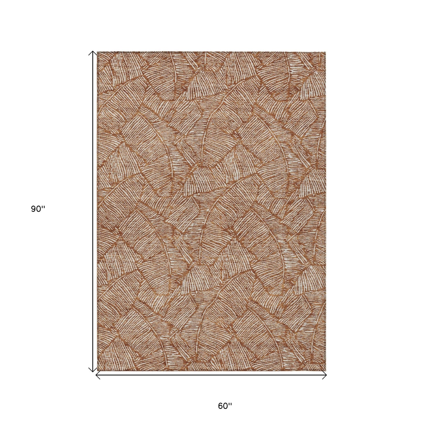 Tabselect Home Line 5' X 8' Copper And Beige Floral Washable Indoor Outdoor Area Rug