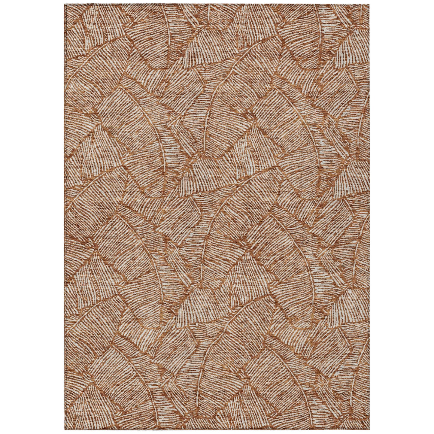 Tabselect Home Line 5' X 8' Copper And Beige Floral Washable Indoor Outdoor Area Rug