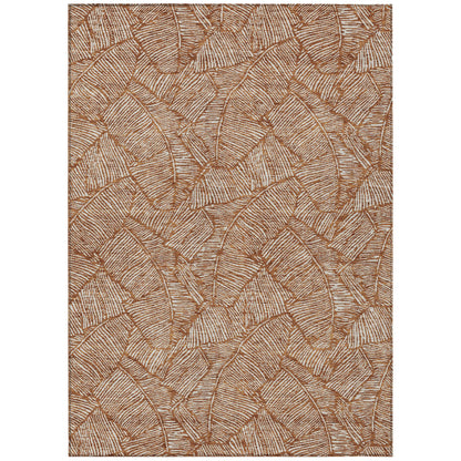 Tabselect Home Line 5' X 8' Copper And Beige Floral Washable Indoor Outdoor Area Rug