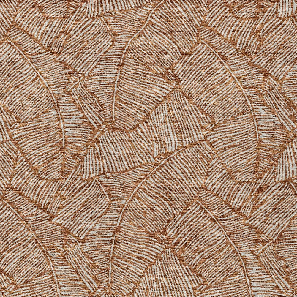 Tabselect Home Line 5' X 8' Copper And Beige Floral Washable Indoor Outdoor Area Rug