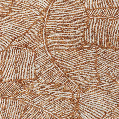 Tabselect Home Line 5' X 8' Copper And Beige Floral Washable Indoor Outdoor Area Rug