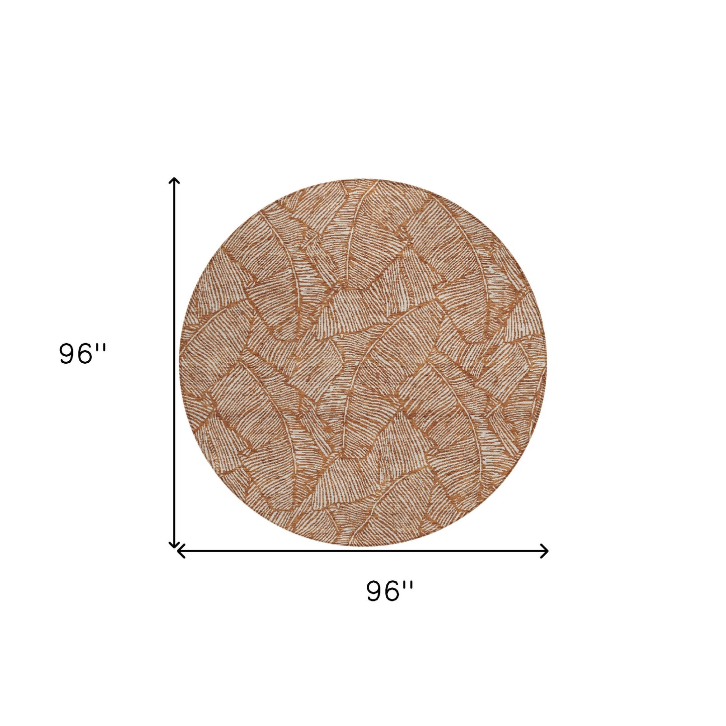Tabselect Home Line 8' Copper And Beige Round Floral Washable Indoor Outdoor Area Rug