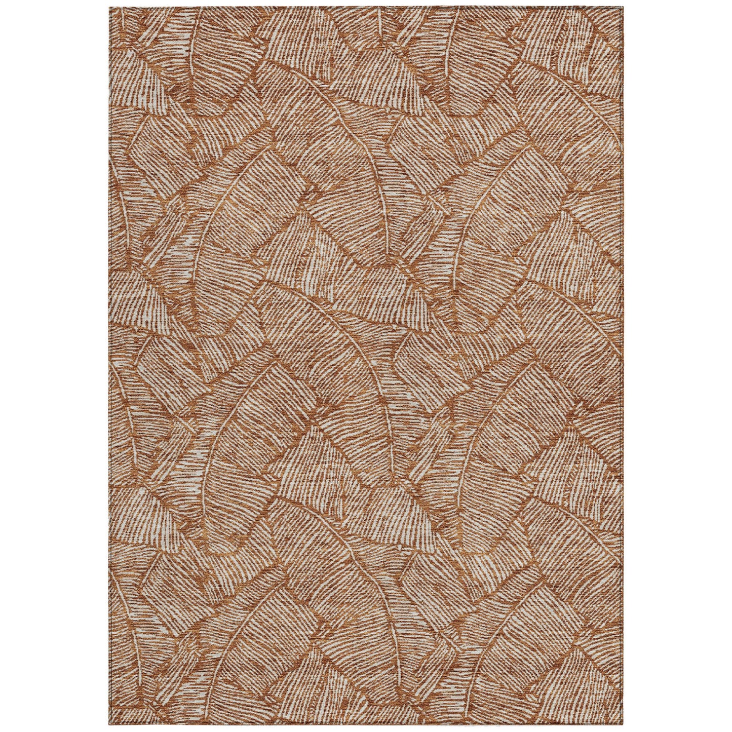 Tabselect Home Line 8' X 10' Copper And Beige Floral Washable Indoor Outdoor Area Rug