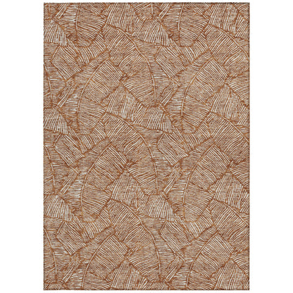 Tabselect Home Line 8' X 10' Copper And Beige Floral Washable Indoor Outdoor Area Rug
