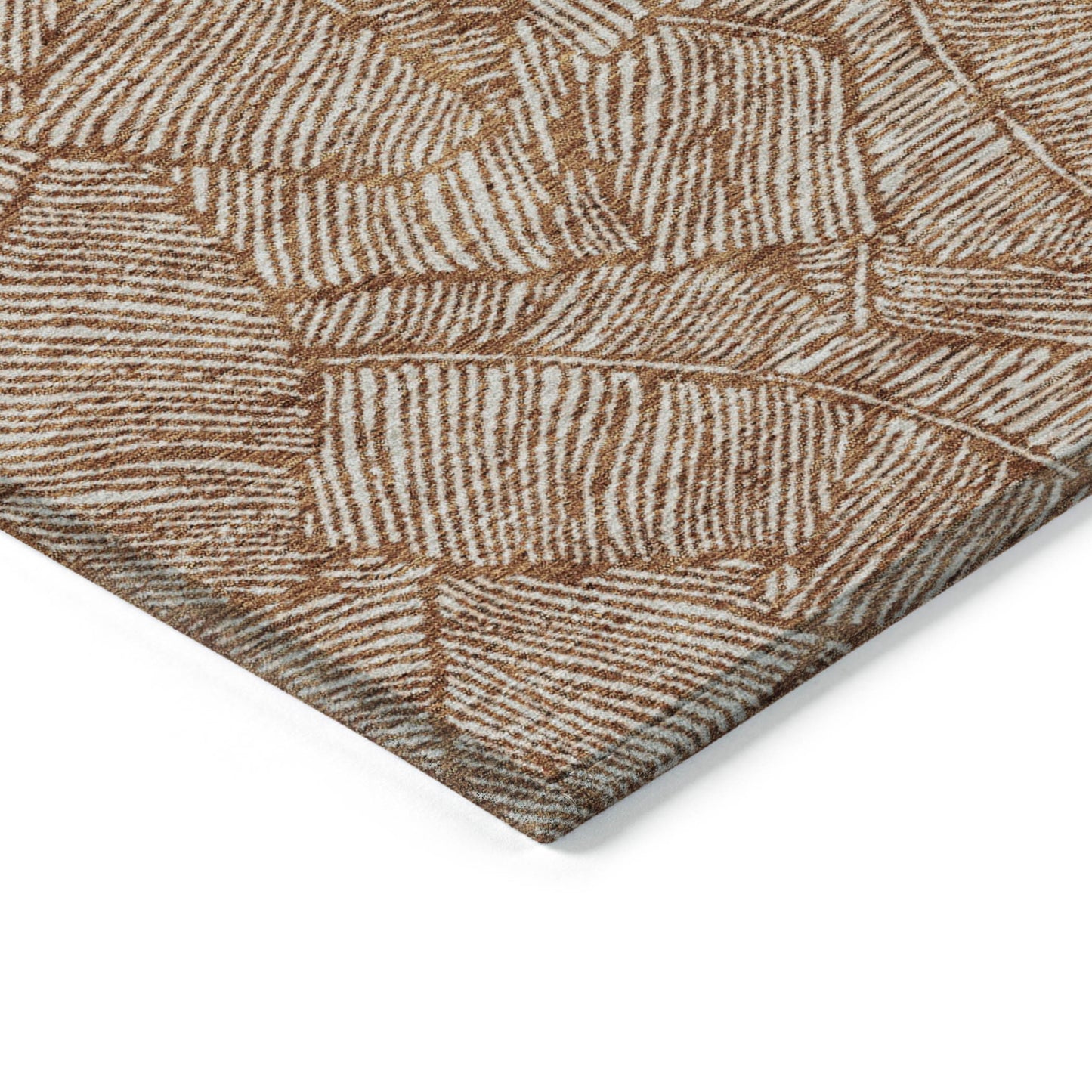 Tabselect Home Line 8' X 10' Copper And Beige Floral Washable Indoor Outdoor Area Rug