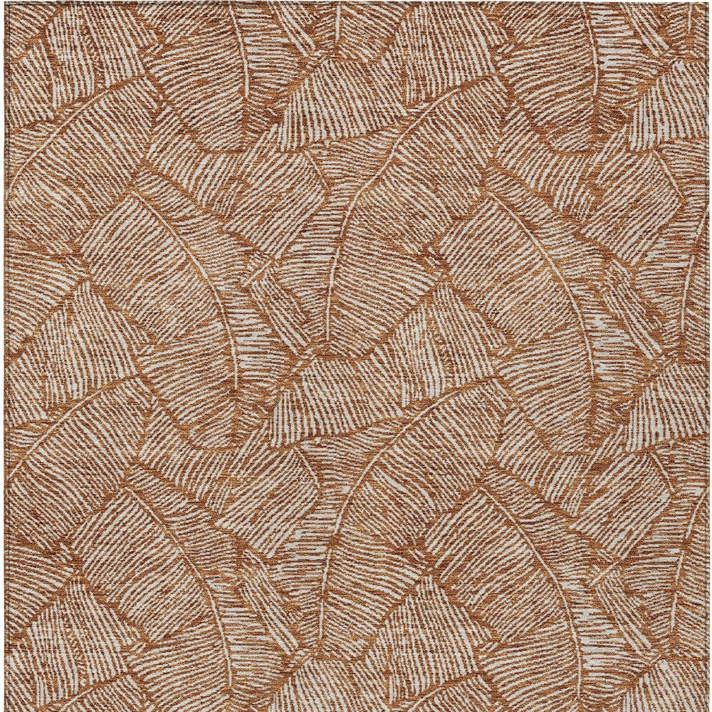 Tabselect Home Line 8' X 10' Copper And Beige Floral Washable Indoor Outdoor Area Rug