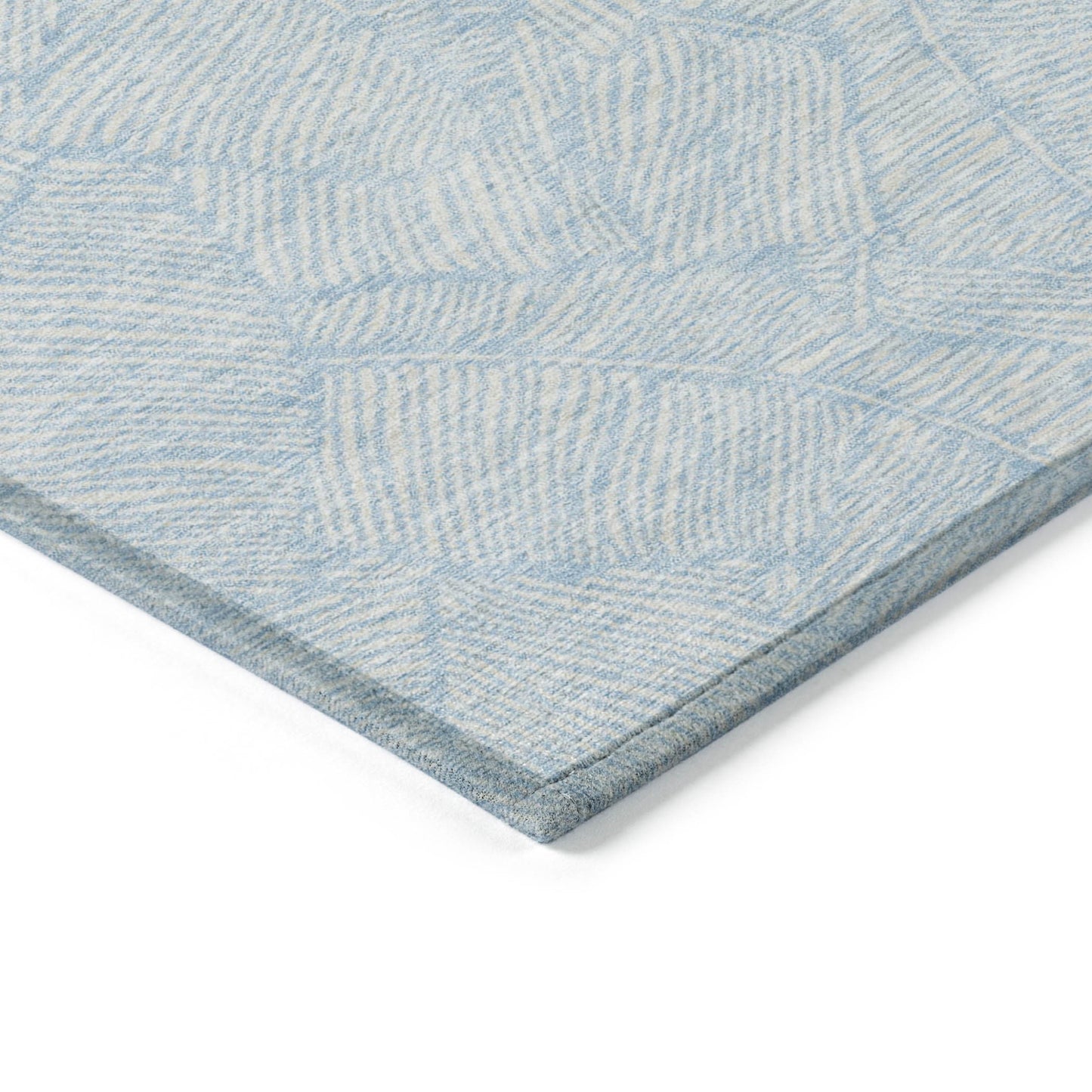 Tabselect Home Line 5' X 8' Sky Blue And Ivory Floral Washable Indoor Outdoor Area Rug