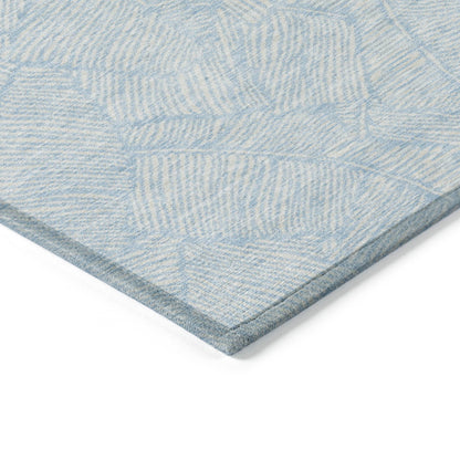 Tabselect Home Line 5' X 8' Sky Blue And Ivory Floral Washable Indoor Outdoor Area Rug