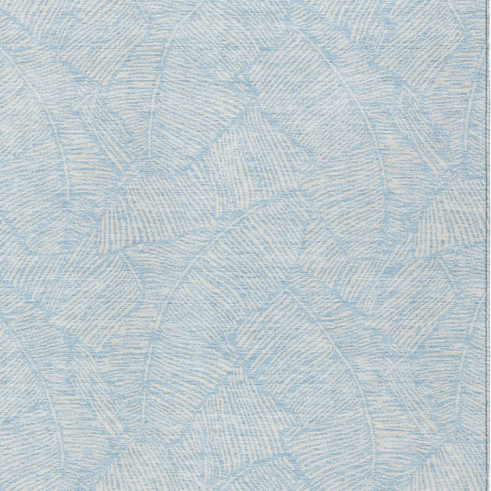 Tabselect Home Line 5' X 8' Sky Blue And Ivory Floral Washable Indoor Outdoor Area Rug