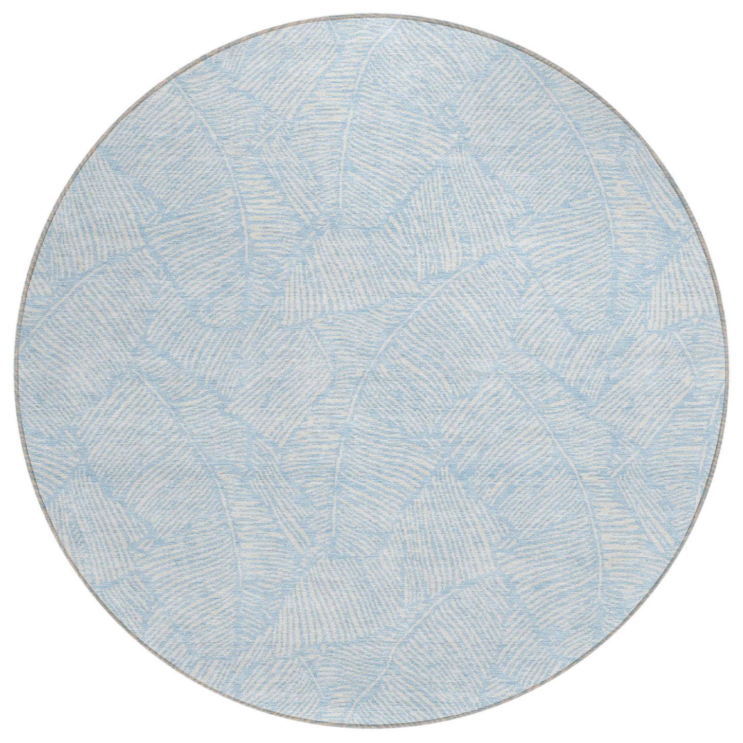Tabselect Home Line 8' Sky Blue And Ivory Round Floral Washable Indoor Outdoor Area Rug