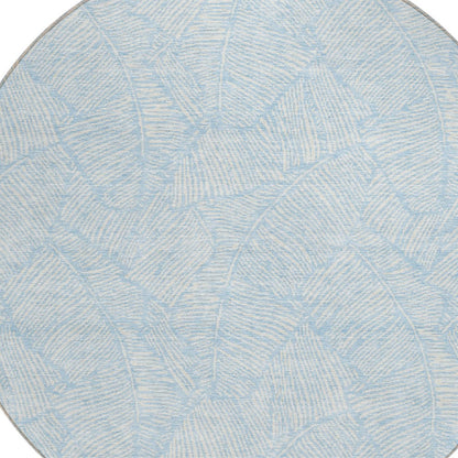 Tabselect Home Line 8' Sky Blue And Ivory Round Floral Washable Indoor Outdoor Area Rug