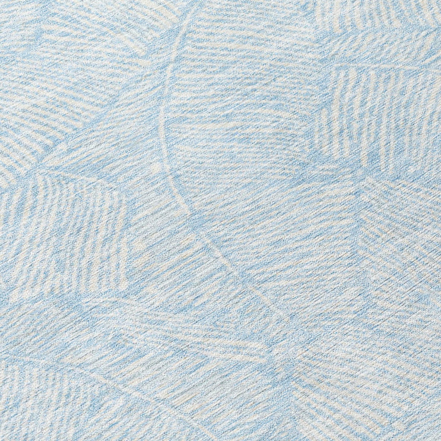 Tabselect Home Line 8' Sky Blue And Ivory Round Floral Washable Indoor Outdoor Area Rug