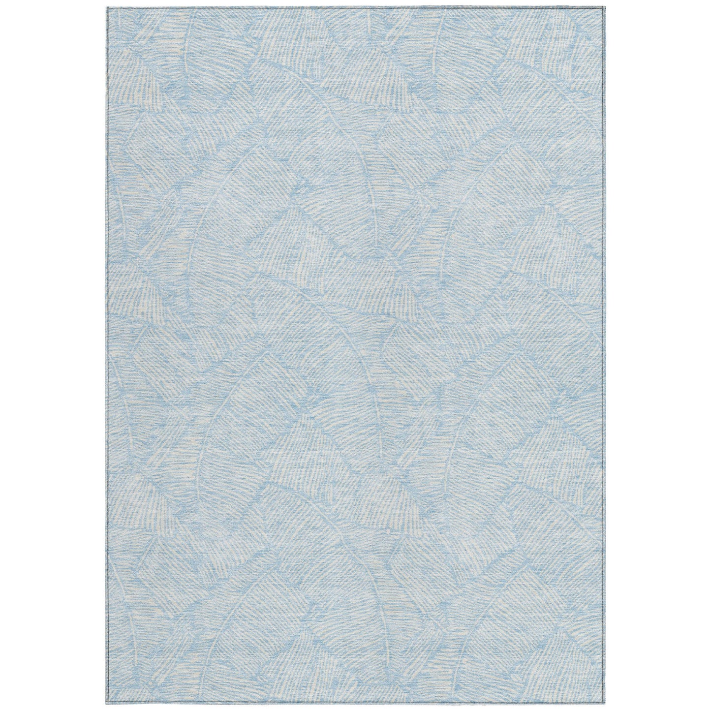 Tabselect Home Line 8' X 10' Sky Blue And Ivory Floral Washable Indoor Outdoor Area Rug