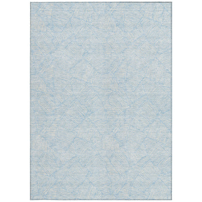Tabselect Home Line 8' X 10' Sky Blue And Ivory Floral Washable Indoor Outdoor Area Rug