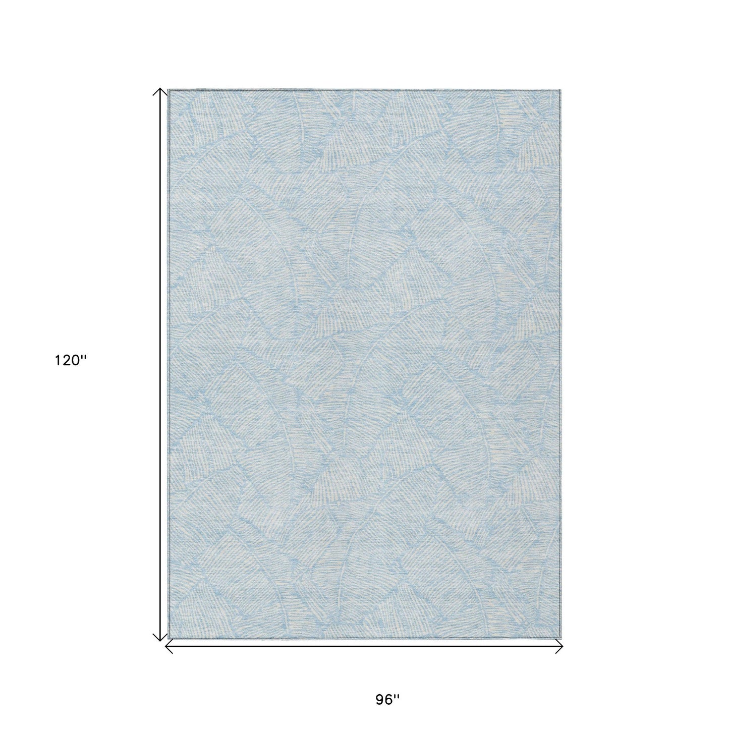 Tabselect Home Line 8' X 10' Sky Blue And Ivory Floral Washable Indoor Outdoor Area Rug