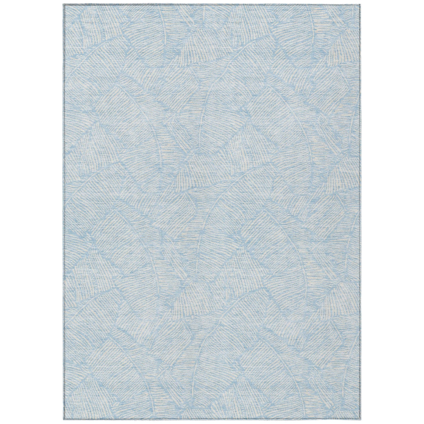 Tabselect Home Line 8' X 10' Sky Blue And Ivory Floral Washable Indoor Outdoor Area Rug