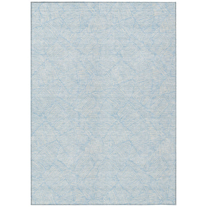 Tabselect Home Line 8' X 10' Sky Blue And Ivory Floral Washable Indoor Outdoor Area Rug