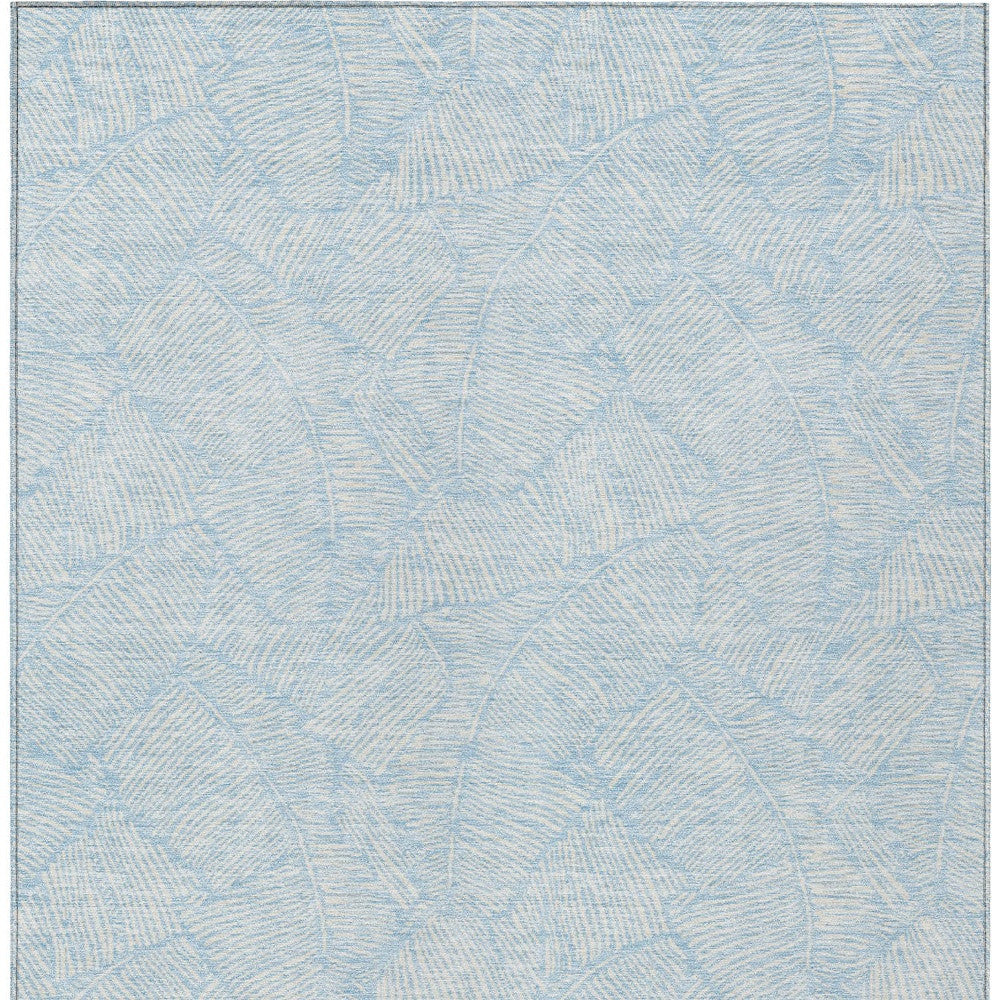 Tabselect Home Line 8' X 10' Sky Blue And Ivory Floral Washable Indoor Outdoor Area Rug