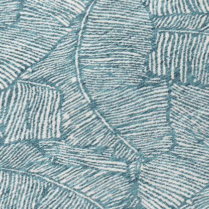 Tabselect Home Line 8' Teal Blue And Ivory Round Floral Washable Indoor Outdoor Area Rug