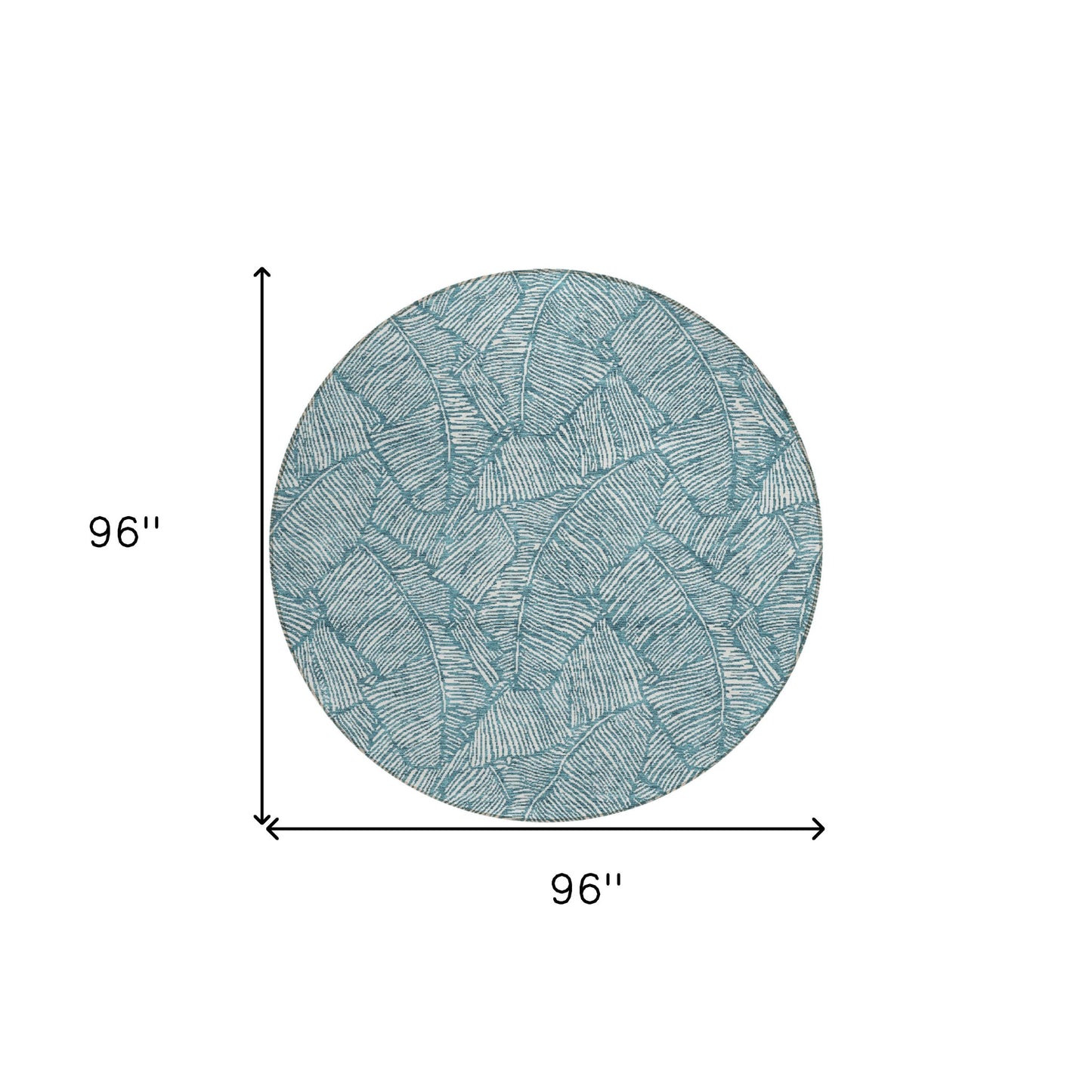 Tabselect Home Line 8' Teal Blue And Ivory Round Floral Washable Indoor Outdoor Area Rug