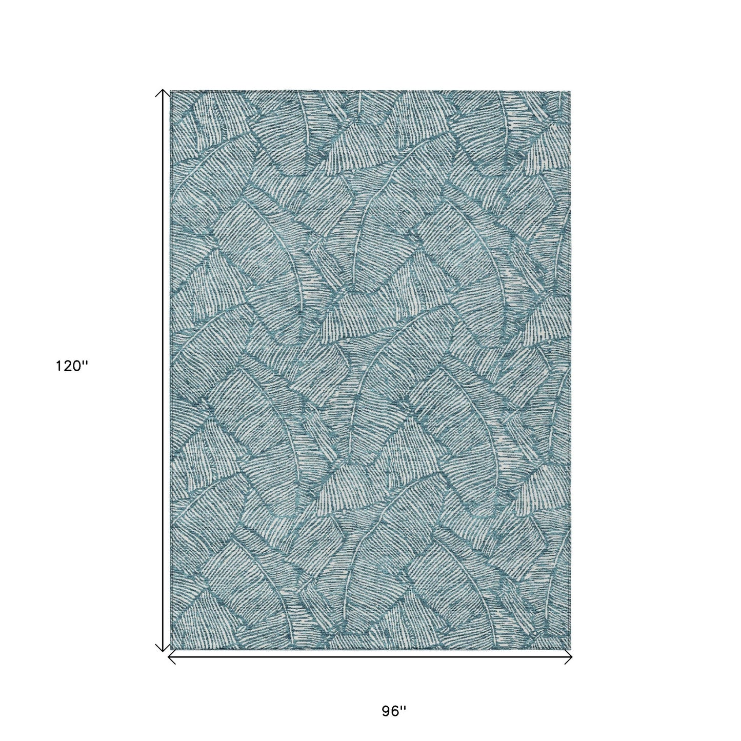 Tabselect Home Line 8' X 10' Teal Blue And Ivory Floral Washable Indoor Outdoor Area Rug