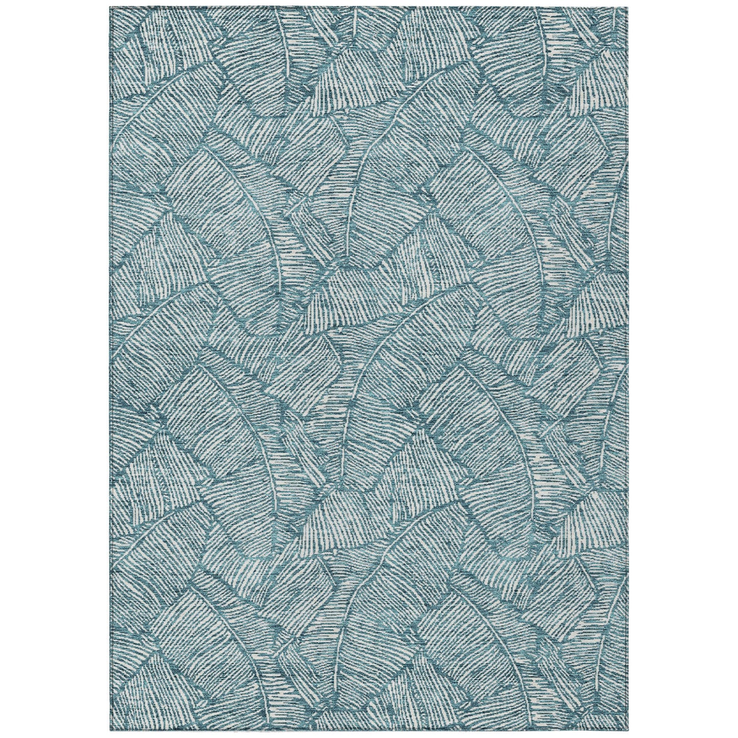 Tabselect Home Line 8' X 10' Teal Blue And Ivory Floral Washable Indoor Outdoor Area Rug