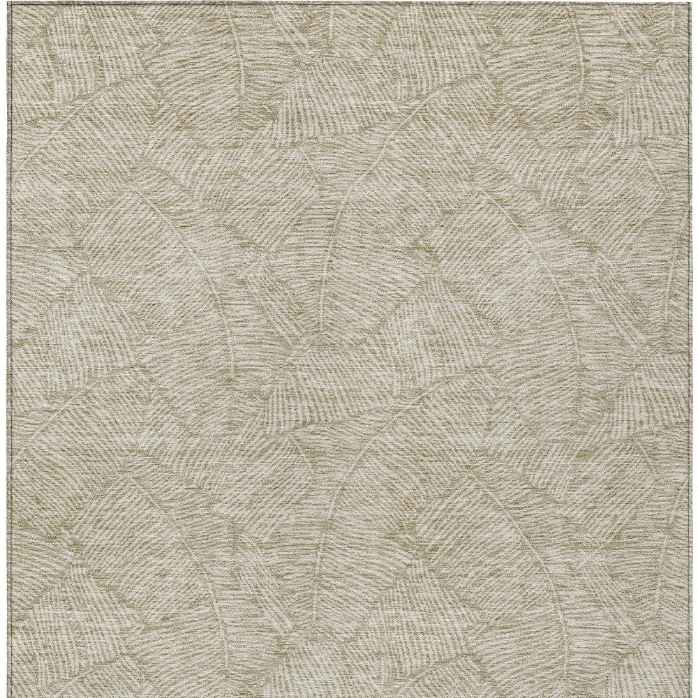 Tabselect Home Line 5' X 8' Taupe And Ivory Floral Washable Indoor Outdoor Area Rug
