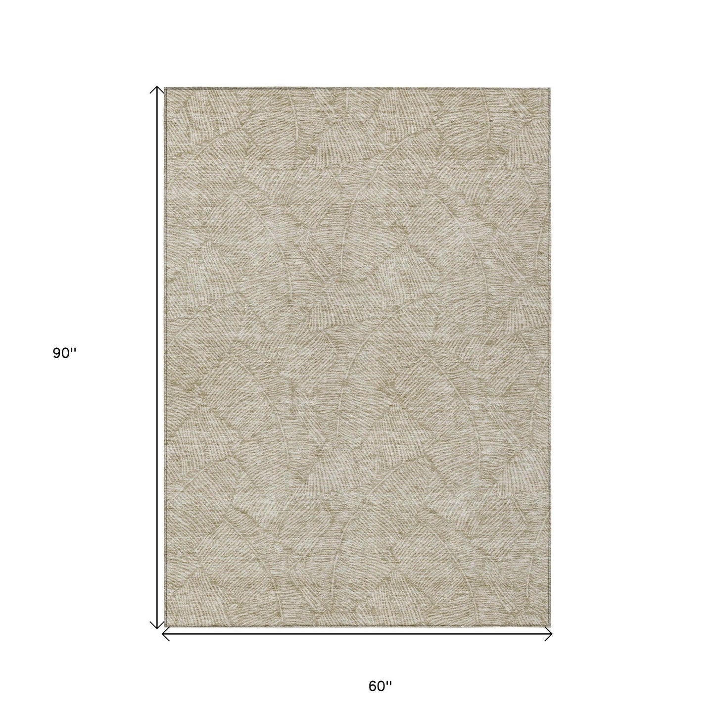 Tabselect Home Line 5' X 8' Taupe And Ivory Floral Washable Indoor Outdoor Area Rug