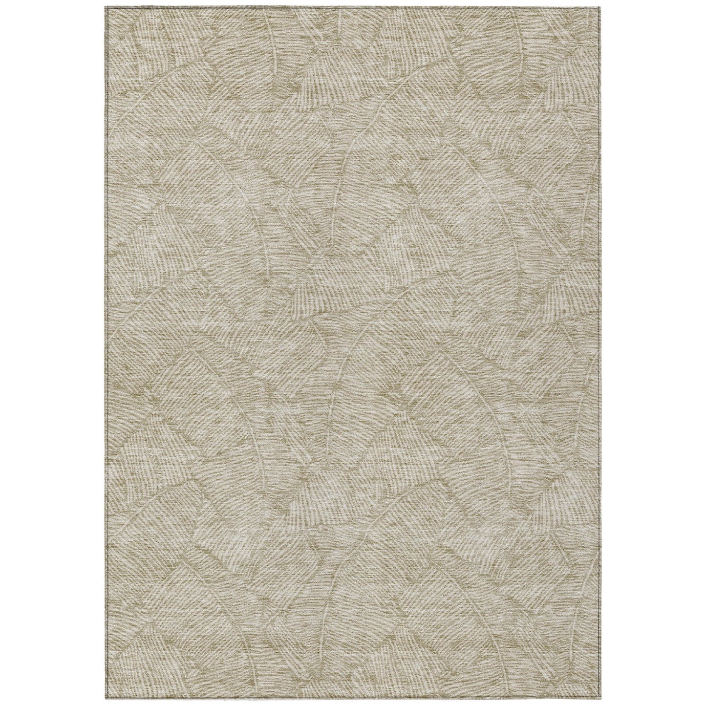 Tabselect Home Line 5' X 8' Taupe And Ivory Floral Washable Indoor Outdoor Area Rug