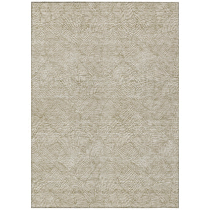 Tabselect Home Line 5' X 8' Taupe And Ivory Floral Washable Indoor Outdoor Area Rug