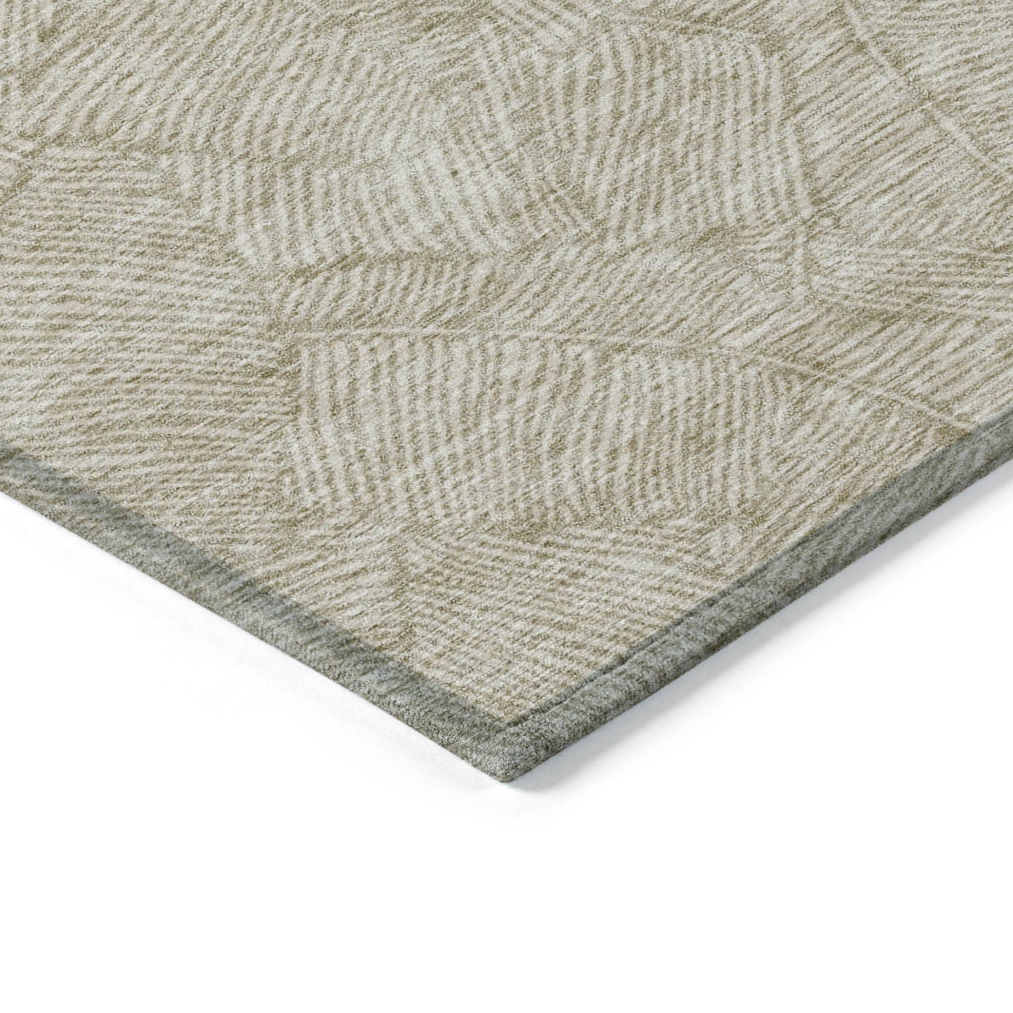 Tabselect Home Line 5' X 8' Taupe And Ivory Floral Washable Indoor Outdoor Area Rug