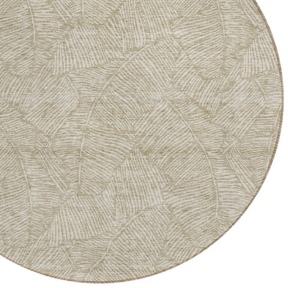 Tabselect Home Line 8' Taupe And Ivory Round Floral Washable Indoor Outdoor Area Rug