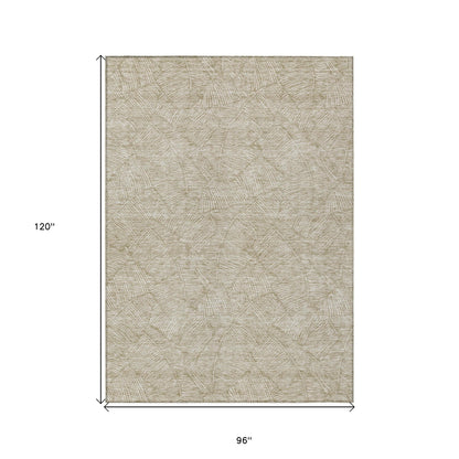 Tabselect Home Line 8' X 10' Taupe And Ivory Floral Washable Indoor Outdoor Area Rug