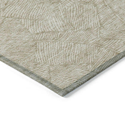 Tabselect Home Line 8' X 10' Taupe And Ivory Floral Washable Indoor Outdoor Area Rug