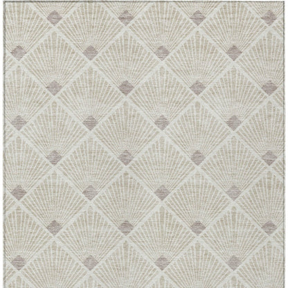 Tabselect Home Line 5' X 8' Beige And Ivory Geometric Washable Indoor Outdoor Area Rug