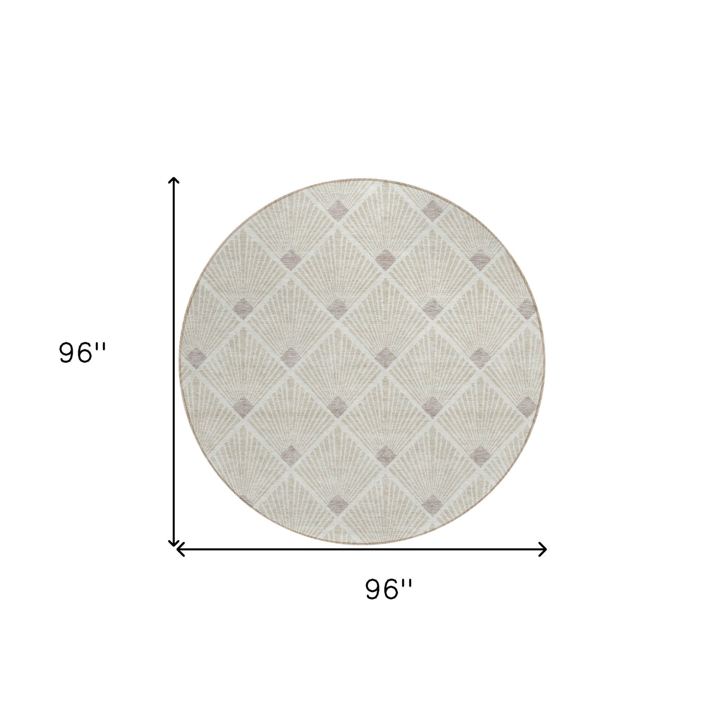 Tabselect Home Line 8' Beige And Ivory Round Geometric Washable Indoor Outdoor Area Rug