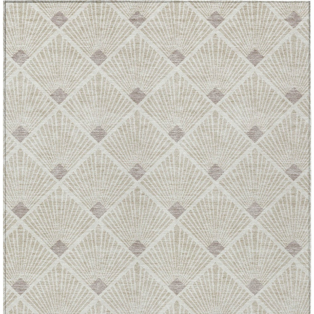 Tabselect Home Line 8' X 10' Beige And Ivory Geometric Washable Indoor Outdoor Area Rug