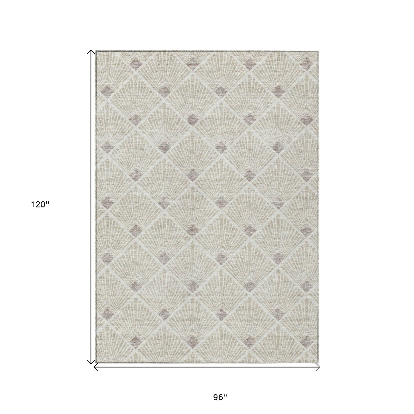 Tabselect Home Line 8' X 10' Beige And Ivory Geometric Washable Indoor Outdoor Area Rug