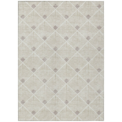 Tabselect Home Line 8' X 10' Beige And Ivory Geometric Washable Indoor Outdoor Area Rug