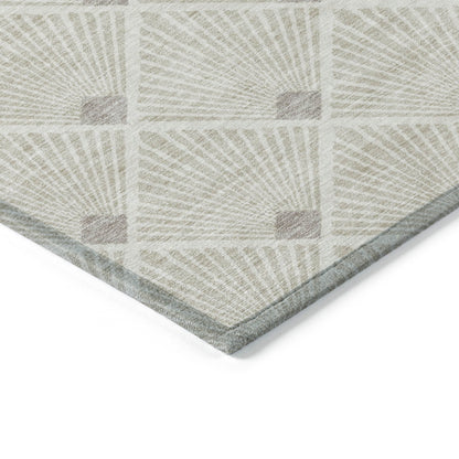 Tabselect Home Line 8' X 10' Beige And Ivory Geometric Washable Indoor Outdoor Area Rug