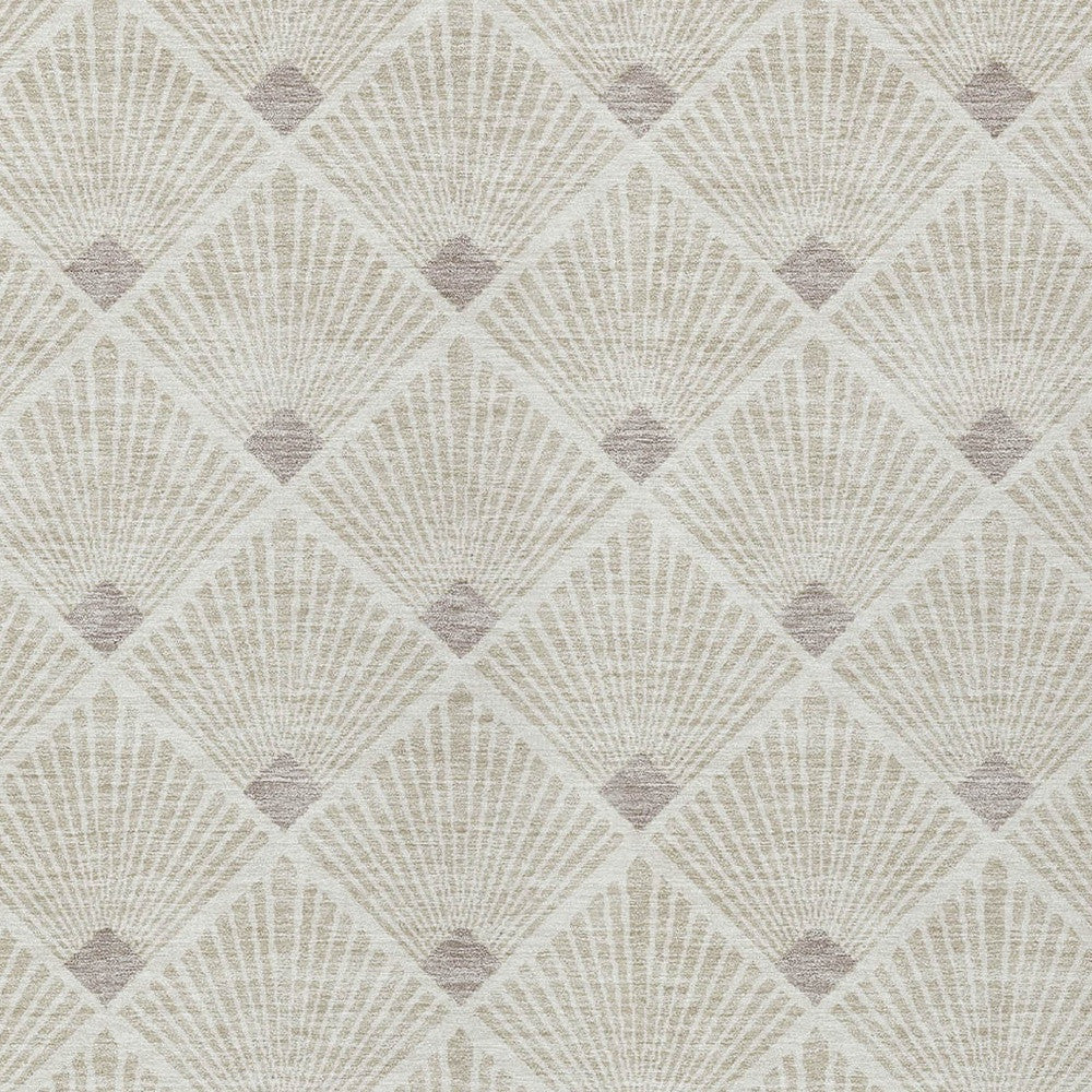 Tabselect Home Line 8' X 10' Beige And Ivory Geometric Washable Indoor Outdoor Area Rug