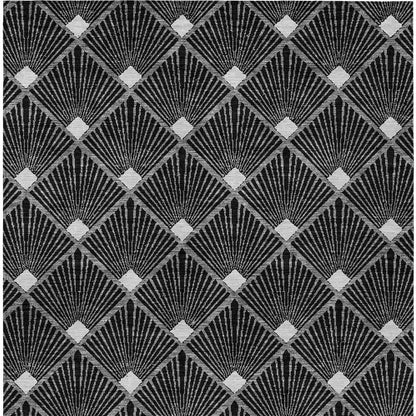 Tabselect Home Line 5' X 8' Black Gray And Ivory Geometric Washable Indoor Outdoor Area Rug