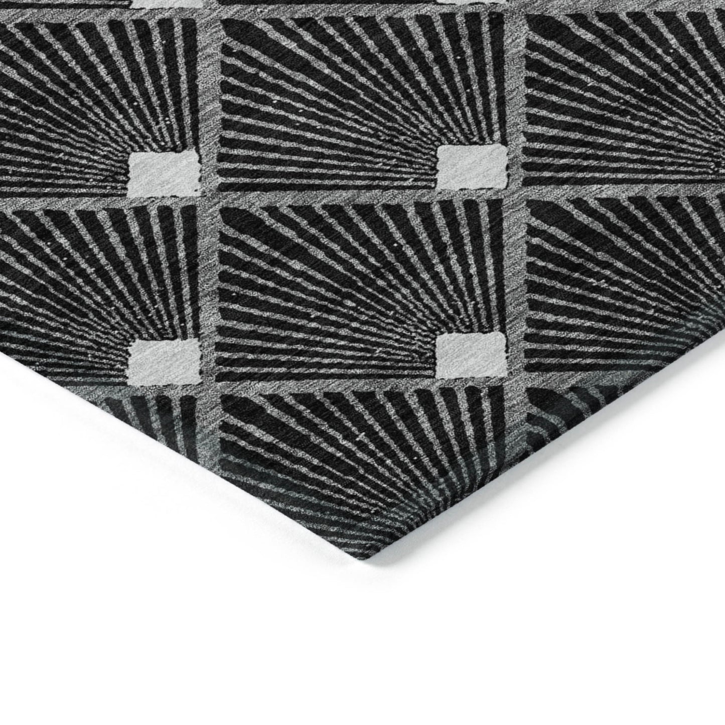 Tabselect Home Line 5' X 8' Black Gray And Ivory Geometric Washable Indoor Outdoor Area Rug
