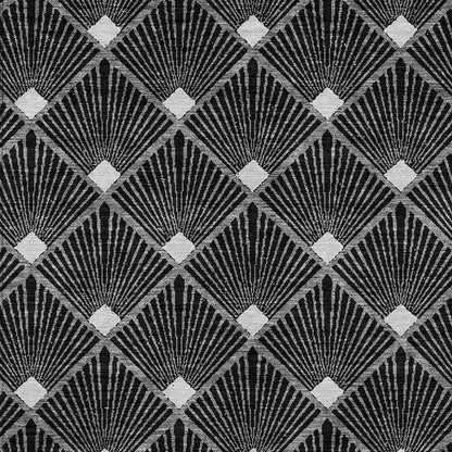 Tabselect Home Line 5' X 8' Black Gray And Ivory Geometric Washable Indoor Outdoor Area Rug