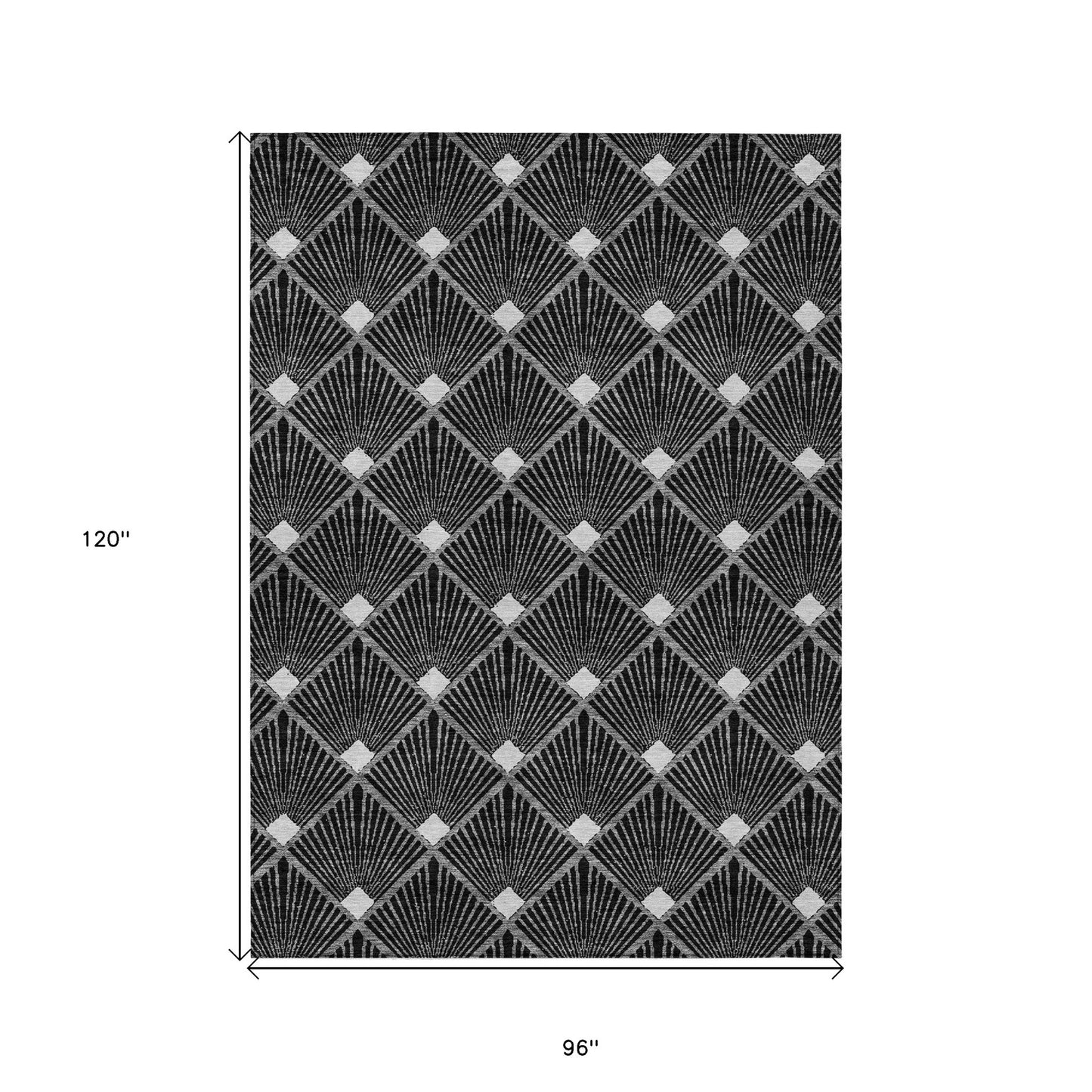 Tabselect Home Line 8' X 10' Black Gray And Ivory Geometric Washable Indoor Outdoor Area Rug